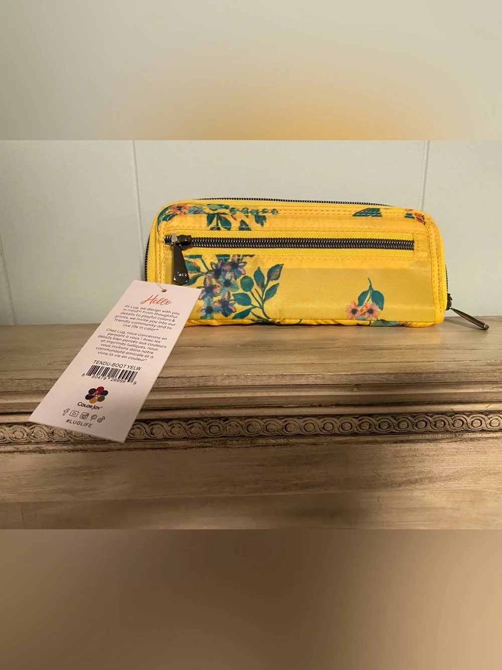 NWT lug Yellow Floral Quilted Zip Wallet